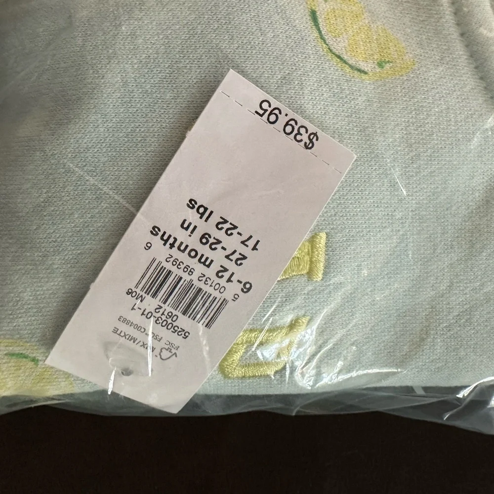 GAP Kids Lemon Pattern Hoodie - Soft green. 6 to 12 mos